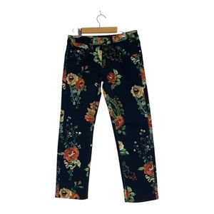 R13 Floral Straight Leg Jeans - Black and Orange